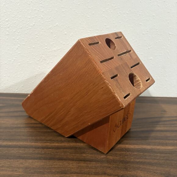 Cutco Homemaker Solid Honey Oak Wood 10-Slot Knife Block Made In USA 8 x 10 x 5 - Picture 11 of 13